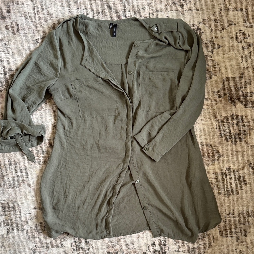 Maurices Olive Green Button-Front Women's Shirt